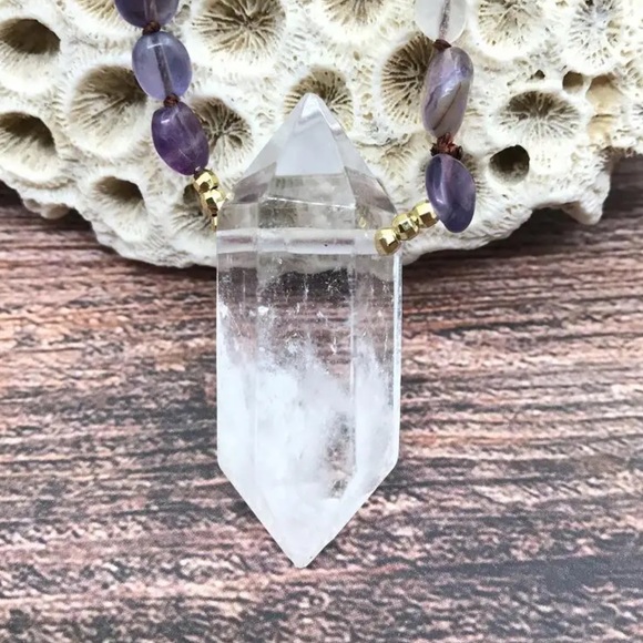 Gorgeous double point Crystal Fluorite necklace - Picture 6 of 8